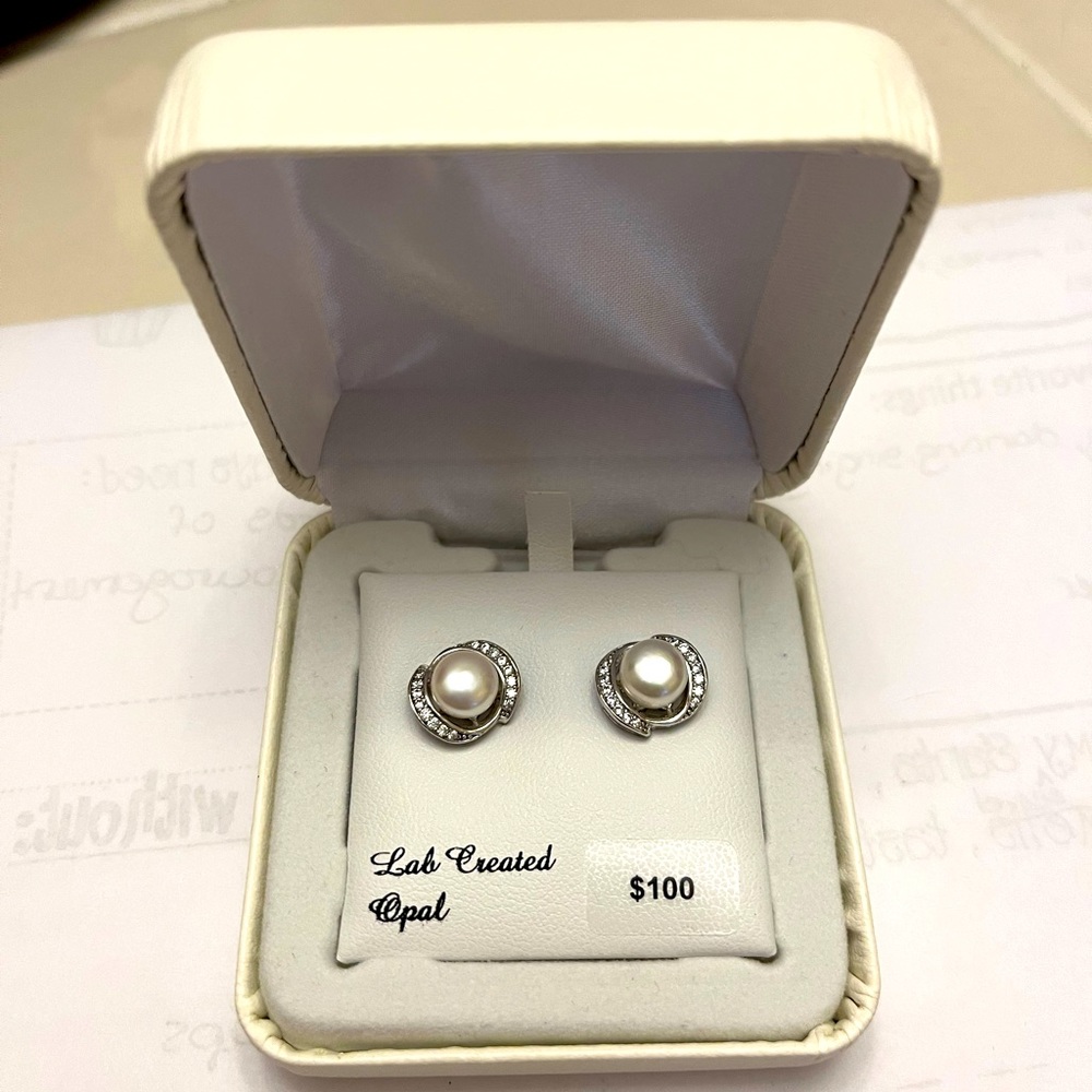 Opal and Sterling Silver Stud Earrings